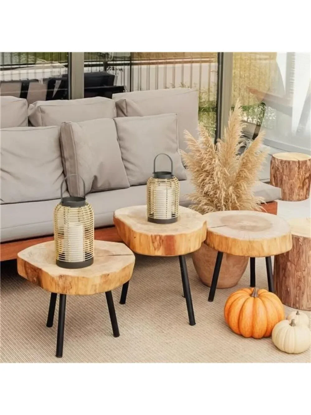 Natural rattan lantern set of 2 boho farmhouse table decor indoor outdoor